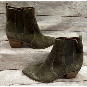 Franco Sarto Sager Suede Chelsea Ankle Boots in Olive Green Size 7